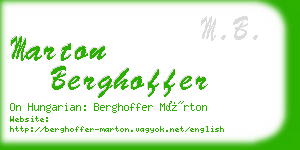marton berghoffer business card